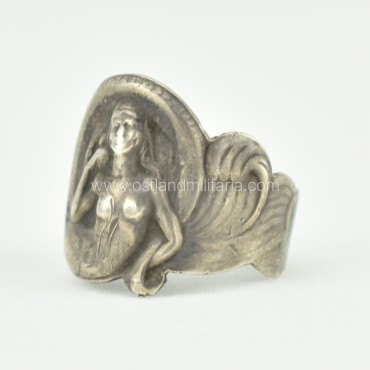 Silver ring with mermaid, Russian Empire Russia