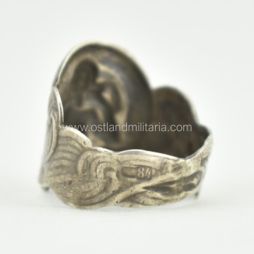 Silver ring with mermaid, Russian Empire Russia