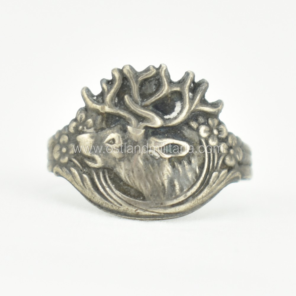 Silver ring with the reindeer, Russian Empire Russia