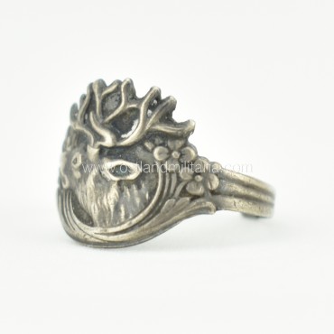 Silver ring with the reindeer, Russian Empire Russia