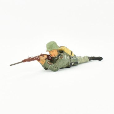 German Elastolin toy soldier with a rifle, prone s...