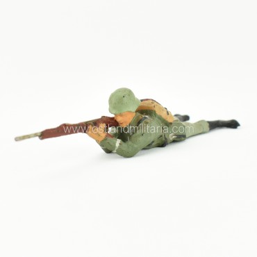 German Elastolin toy soldier with a rifle, prone shooting position Germany 1933–1945