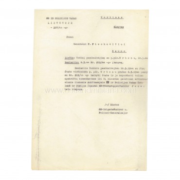 SS- und Polizeiführer letter to P. Plechavičius, 1...