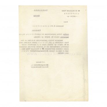 SS- und Polizeiführer letter to P. Plechavičius, 1944 Germany 1933–1945