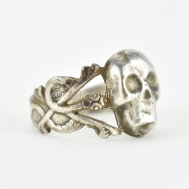 Silver ring with a skull and snakes, Russian Empire Russia