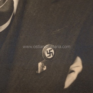 Portrait photo with HJ pin and NSDAP badge Germany 1933–1945
