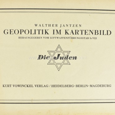 Anti-Semitic book 'Geopolitik im Kartenbild: Die Juden' Germany 1933–1945
