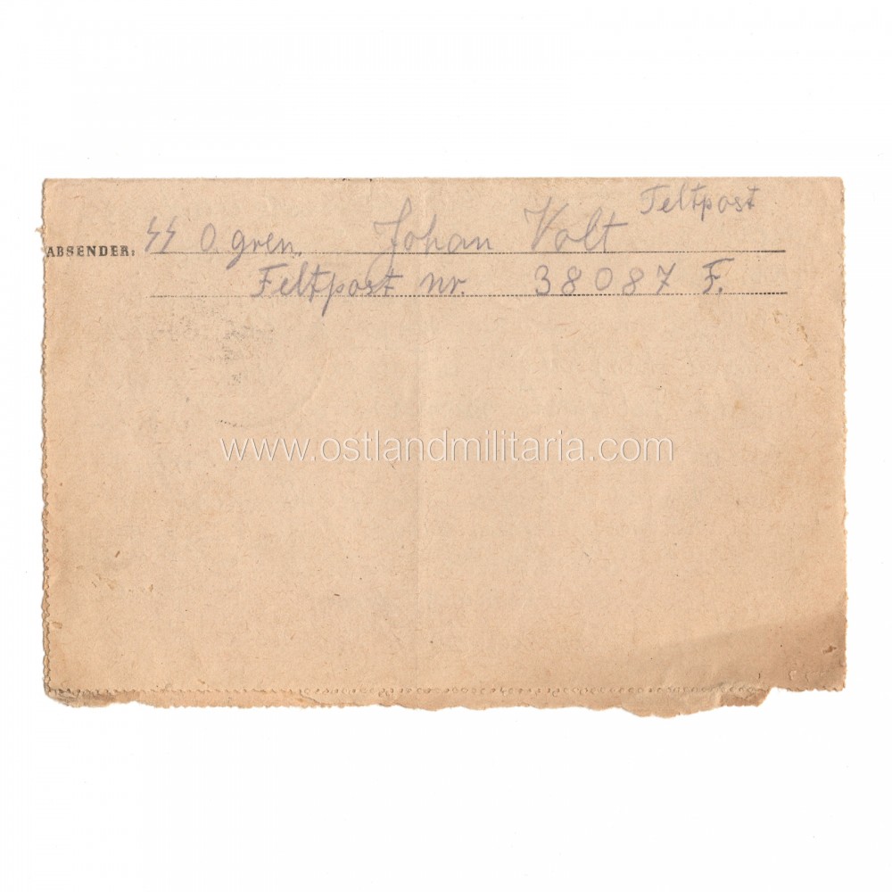 Estonian SS-Obergrenadier letter, 3. Estnische SS-Freiwilligen Brigade, 1944 Germany 1933–1945