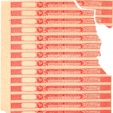 Sheet of cigarette tax stamps, Interwar Lithuania Lithuania