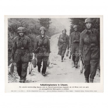 Press photo print "Fallschirmpioniere in Litauen.", 1944 Germany 1933–1945